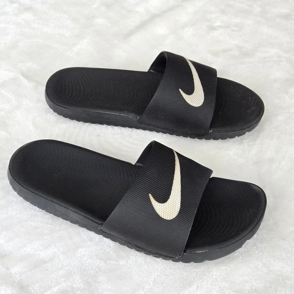 Nike Sandals Youth 5 Kawa Flip Flop Slide Black Open Toe Comfort Logo 819352-001